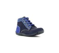 Bottillon enfant Kickers Bonbon en nubuck bleu avec fermeture lacets 19
