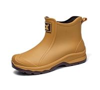 Bottine Caoutchouc Femme Bottes de Travail Imperméables Dessus Rond Chaussures Pluie Doublure en Tissu Doublées Chaudes pour Homme Confortable Antidérapant