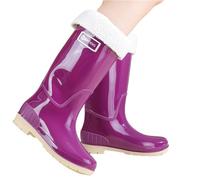 Bottine Caoutchouc Femme Extérieur Imperméable l'eau Imperméables Confort Montante Chaussures de Pluie Doublure en Tissu Doublées Chaudes pour Homme Confortable Jardin Bottines