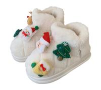 Bottine FourréE Femme-Bottes d'hiver féminines Chaudes et Confortables avec Doublure en Fausse Fourrure et Semelle Souple pour balades décontractées antidérapantes et Robuste (White- 37)