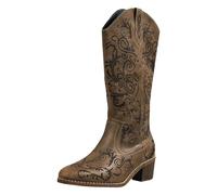 Bottine Pour Femmes Imperméable Bottes Cuir Avec Talon Large Bas Chaussures Boots D'hiver Chaude Avec Fermeture Eclair Mi-Mollet Bottines De Neige Moto Comfortable Chaussures De Travail Antidérapant