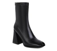 Bottines à bout carré pour femme - Talon bloc épais - À enfiler - Extensibles - Pour l'hiver, Noir , 39 EU