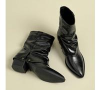 Bottines à bout pointu et talon moyen pour femmes, nouvelles bottes d'hiver, printemps et automne 2026, doublure simple, fines, bottes tube quatre saisons, talon épais, confortables et sans fatigue, b