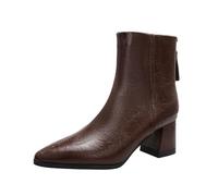 Bottines à bout pointu pour femmes - style rétro français avec fermeture éclair à l'arrière, imperméables et antidérapantes pour les trajets quotidiens, le travail et les journées en ville en automne