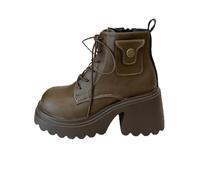 Bottines à bout rond pour femme | Bottines épaisses pour femme | Bottes de combat à lacets | Bottes d'entraînement durables | Bottes d'extérieur militaires | Bottines de marche antidérapantes |