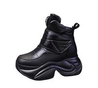 Bottines à cheville femme plateforme cheville mode talon épais casual sortir chaussures courtes couleur unie chaussures d'hiver classiques imperméables, Noir , 38.5 EU