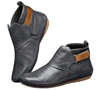 Bottines à enfiler pour femme avec semelle confortable, bottines minimalistes à bout rond pour femme, chaussures plates douces avec détails de couture, semelle extérieure flexible, design léger