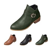 Bottines à fermeture éclair pour femme - Style vintage - Fermeture éclair latérale - Talon bas - Imperméables - Bottines Chelsea tendance - Confortables et classiques, Vert, 39 1/3 EU