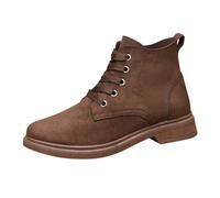 Bottines à lacets en daim pour femme - Avec talon bas - Élégantes | Bottes de combat antidérapantes à bout large pour l'extérieur