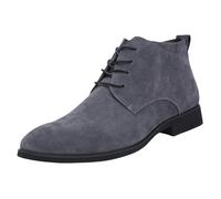 Bottines à lacets en daim pour homme avec semelle rembourrée douce, style classique Chukka Desert Style pour homme, respirantes, légères, antidérapantes, à talon bas et durables, gris, 40 EU