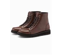 Bottines à lacets homme - Ombre - FOBO-0175 - en simili cuir - Marron 44
