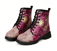 Bottines À Lacets Imprimées Pour Femme Plates Multicolores Courtes De Style Combat Avec Plateforme Cuir Léger À Blocs De Couleurs À Porter Avec Jeans Robes Jupes Pour Voyages Fêtes Et Halloween