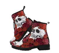 Bottines À Lacets Imprimées Pour Femme Plates Multicolores Courtes De Style Combat Avec Plateforme Cuir Léger À Blocs De Couleurs À Porter Avec Jeans Robes Jupes Pour Voyages Fêtes Et Halloween