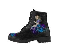 Bottines À Lacets Imprimées Pour Femme Plates Multicolores Courtes De Style Combat Avec Plateforme Cuir Léger À Blocs De Couleurs À Porter Avec Jeans Robes Jupes Pour Voyages Fêtes Et Halloween