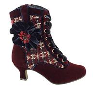Bottines à lacets pour femme avec fermeture éclair à talons bas - Rouge