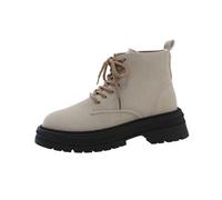 Bottines à lacets pour femme - Bottes mi-mollet en daim synthétique style combat avec semelle épaisse antidérapante, semelle intérieure rembourrée absorbant les chocs, soutien de la cheville sécurisé