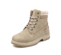 Bottines à Lacets pour Femmes, Confortables et Grande Largeur, Bottines de Randonnée et de Marche Imperméables, Style Vintage, Militaire, Décontracté, pour l’Extérieur, Travail, Bureau, beige, 38.5 EU