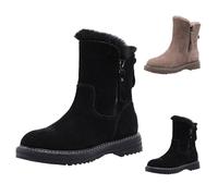 Bottines à talon bas à talon épais antidérapantes à bout rond imperméables confortables pour la neige, le trekking, la neige, semelle cousue pliée, Cblack, 40 EU