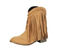Bottines à talon bas en daim avec pampilles pour femme, bout pointu, semelle intérieure rembourrée en mousse à mémoire de forme, résistantes à l'usure, anti-rayures, chaussures supérieures pour