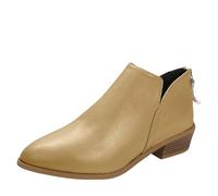 Bottines à talon bas pour femme, élégantes bottes à bout pointu avec fermeture éclair, cuir synthétique doux, talon bloc confortable, design polyvalent pour un look décontracté et élégant, doré, 37 EU