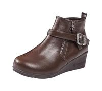Bottines à talon compensé bas pour femme avec fermeture éclair latérale