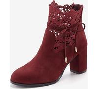 Bottines à talon haut superbe empiècement en dentelle féminin - LASCANA - bordeaux BORDEAUX 39