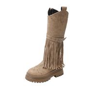 Bottines à talon plat à franges pour femme | loisirs, talon plat, franges, tige moyenne, assise confortable, robuste, polyvalente, look tendance