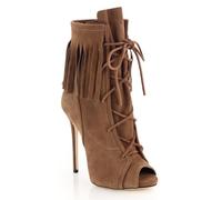 Bottines à Talons Aiguilles et Bout Ouvert pour Femmes, Chaussures de Soirée Sexy à Lacets Talons Hauts Bottines Courtes élégantes à Pompons Décoration de Fête Sandales,44 EU