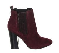 Bottines à talons en cuir effet suédé FLLUN3SUE10 femme-Bordeaux 36