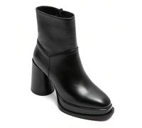 Bottines à talons épais de couleur unie pour femmes, effet enrobé brillant Craquez pour des embouteillages et du bordeaux, talons larges, pensées pour les femmes à la recherche d'une chaussure élégant
