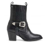 Bottines à talons hauts Pepe Jeans en cuir noir avec boucle, pointure 37 AWE