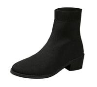 Bottines à talons hauts pour femme - Grande taille - En daim - Imperméables - Pour la marche sur la neige - Pour le bureau, la promenade à la campagne, Noir , 39 EU