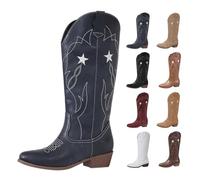 Bottines à talons pour femme - Blanches - Bottes western en cuir - Chaussures de loisirs - Plateforme - Bottes médiévales - Antidérapantes - Bottes de randonnée - Semelles souples - Bottes basses