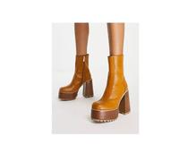 Bottines - ASOS DESIGN - Emotive - Marron - Talon bloc haut - Fermeture zippée 34