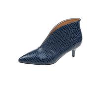 Bottines avec Talon de Chaton pour Femme Escarpins Sexy Bout Pointu Bottines Chelsea en Cuir Verni Escarpins Party Prom Club Dress Shorty Bottes (Color : Blue Stiletto Heel, Size : 38 EU)