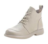 Bottines basses en daim pour femme - Bottes de cowboy - Bottes de cowboy - Bottes basses - Bottes courtes - Bottes de transition - Talon bloc - Bottes mi-hautes - Bottes de cowboy, Blanc., 34 EU