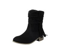 Bottines basses pour femme - Marron - Bottes mi-mollets - Bottines courtes - Automne et hiver - Élastiques - Rétro - Respirantes, Noir , 38 EU