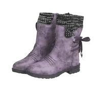 Bottines bleues pour femme - Noir - Avec talon - Bottes à tige - Confortables - Rondes - Chaudes - Élégantes - Élégantes - Chaussures d'hiver légères, lilas, 41 EU