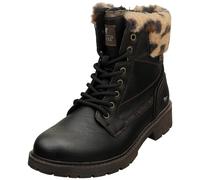 Mustang Bottines Femme Bienke 15M0022005 à lacets, zip latéral, talon plat Noir 40