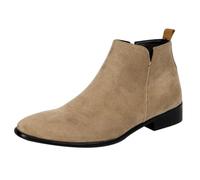 Bottines Chelsea à enfiler en daim pour homme avec doublure douce, talon bas, bottes habillées pour homme, chaussures formelles légères à bout rond, panneau élastique classique, chaussures