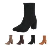Bottines Chelsea à talons pour femme à bout pointu, Noir , 42 EU