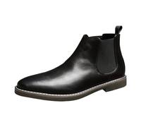 Bottines Chelsea classiques à enfiler en similicuir pour homme avec panneaux latéraux élastiques, Noir , 42 2/3 EU