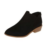 Bottines Chelsea décontractées et confortables pour femme - Bout pointu - Fermeture éclair dans le dos - Classique - Talon bas et épais - Bottes de cowboy occidentales pour la marche en plein air