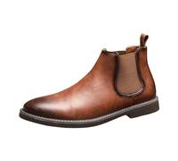 Bottines Chelsea en cuir pour homme - Bout pointu - Hauteur de cheville - Confortables - Couleur unie - Semelle souple - Amortissement antidérapant - Mocassin - Chaussures de randonnée - Chaussures de