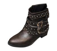 Bottines Chelsea Femme Cuir Classiques Bottine Combat Femmes Confortable AntidéRapante Chunky Talons Bas Bottes Cheville Chaussons LéGèRes Confortable Motardes Chaussures D'hiver En Plein Air Boots