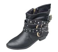 Bottines Chelsea Femme Cuir Classiques Bottine Combat Femmes Confortable AntidéRapante Chunky Talons Bas Bottes Cheville Chaussons LéGèRes Confortable Motardes Chaussures D'hiver En Plein Air Boots