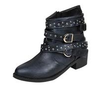 Bottines Chelsea Femme Cuir Classiques Bottine Combat Femmes Confortable AntidéRapante Chunky Talons Bas Bottes Cheville Chaussons LéGèRes Confortable Motardes Chaussures D'hiver En Plein Air Boots