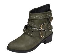 Bottines Chelsea Femme Cuir Classiques Bottine Combat Femmes Confortable AntidéRapante Chunky Talons Bas Bottes Cheville Chaussons LéGèRes Confortable Motardes Chaussures D'hiver En Plein Air Boots