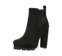 Bottines Chelsea Femme Talons Hauts En Daim Rétro Ankle Boots À Plateforme Avec Zip Latéral Bottes Courtes À Talon Bloc Booties Motardes De Printemps Bottes En Caoutchouc Antidérapantes(Black,36 EU)