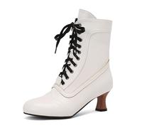 Bottines Chelsea légères à bout rond et à talon bas antidérapantes pour femme - En daim - Pour promener le chien - En cuir imperméable, blanc, 39 EU